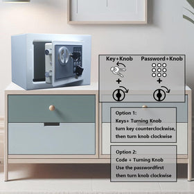 Yuanshikj compact safe interior with dual locking bolts guards small valuables and cash.