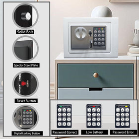 Yuanshikj safe digital keypad close-up highlights easy access and security features.