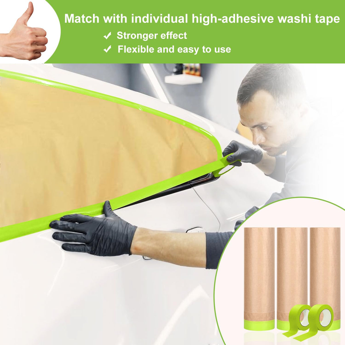 Yudahgan 18in x 50ft masking tape set for clean lines and reliable adhesion
