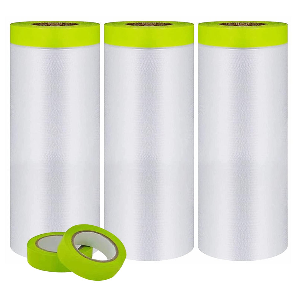 Yudahgan pre-taped masking film 55in x 65ft with three-roll set for quick coverage.