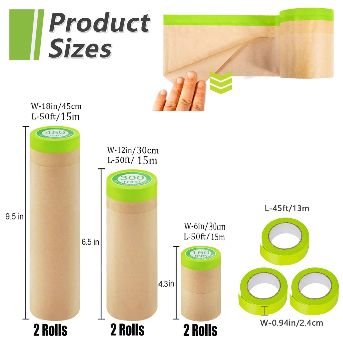 Yudahgan masking paper 6in roll ideal for tight corners