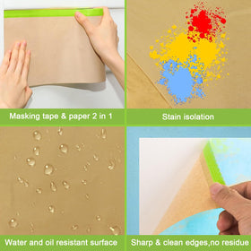 Yudahgan pre-taped masking paper on auto body during repair for efficient masking.