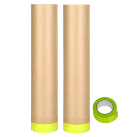 Yudahgan pre-taped masking paper on car panel for precise auto body masking and protection.