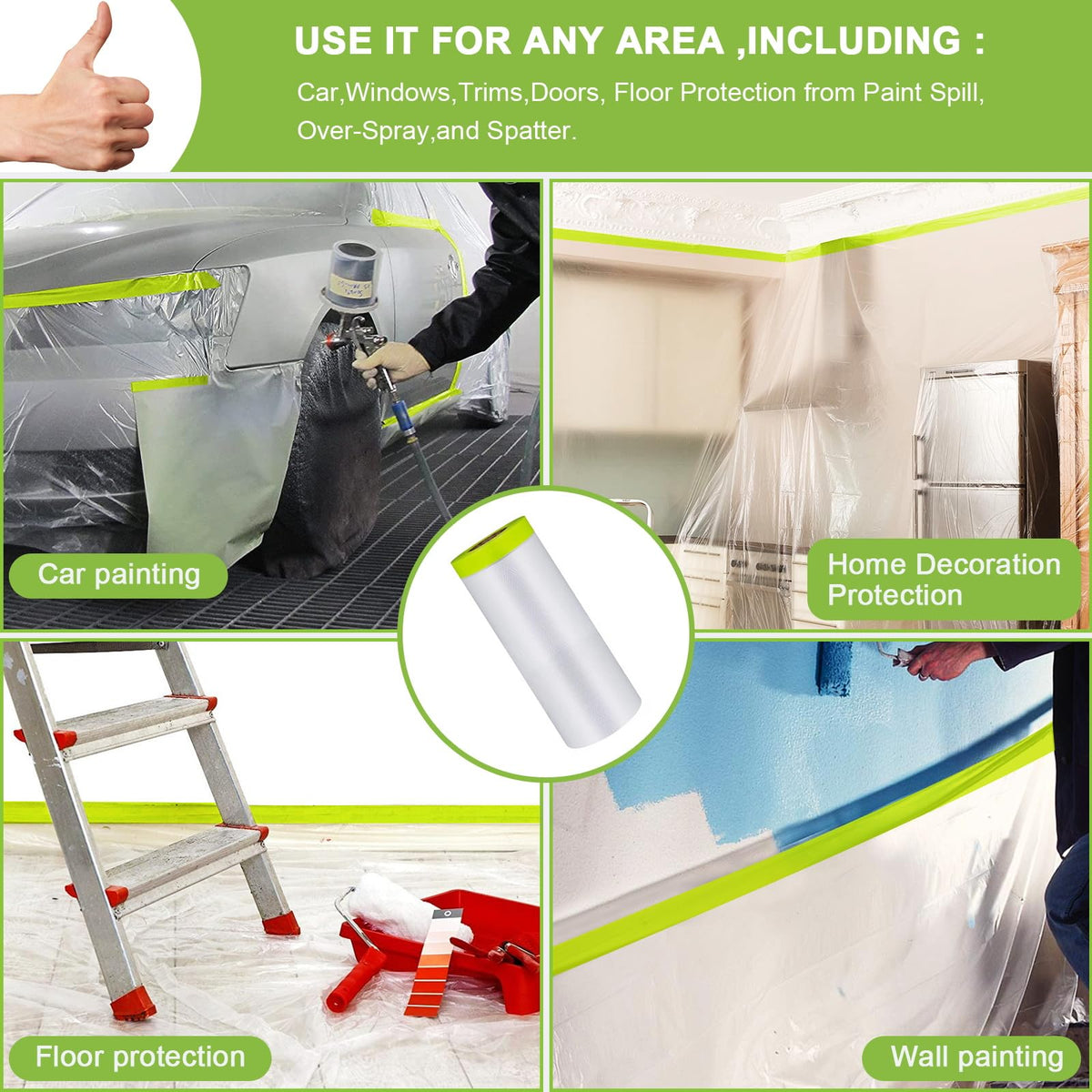 Yudahgan masking film protects surfaces with clean edge lines.