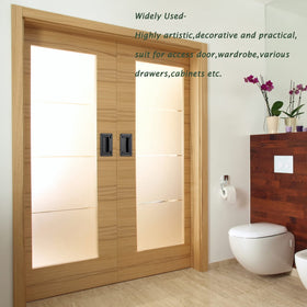 YUDTKK zinc alloy handle with built-in bumper post to reduce noise when closing.