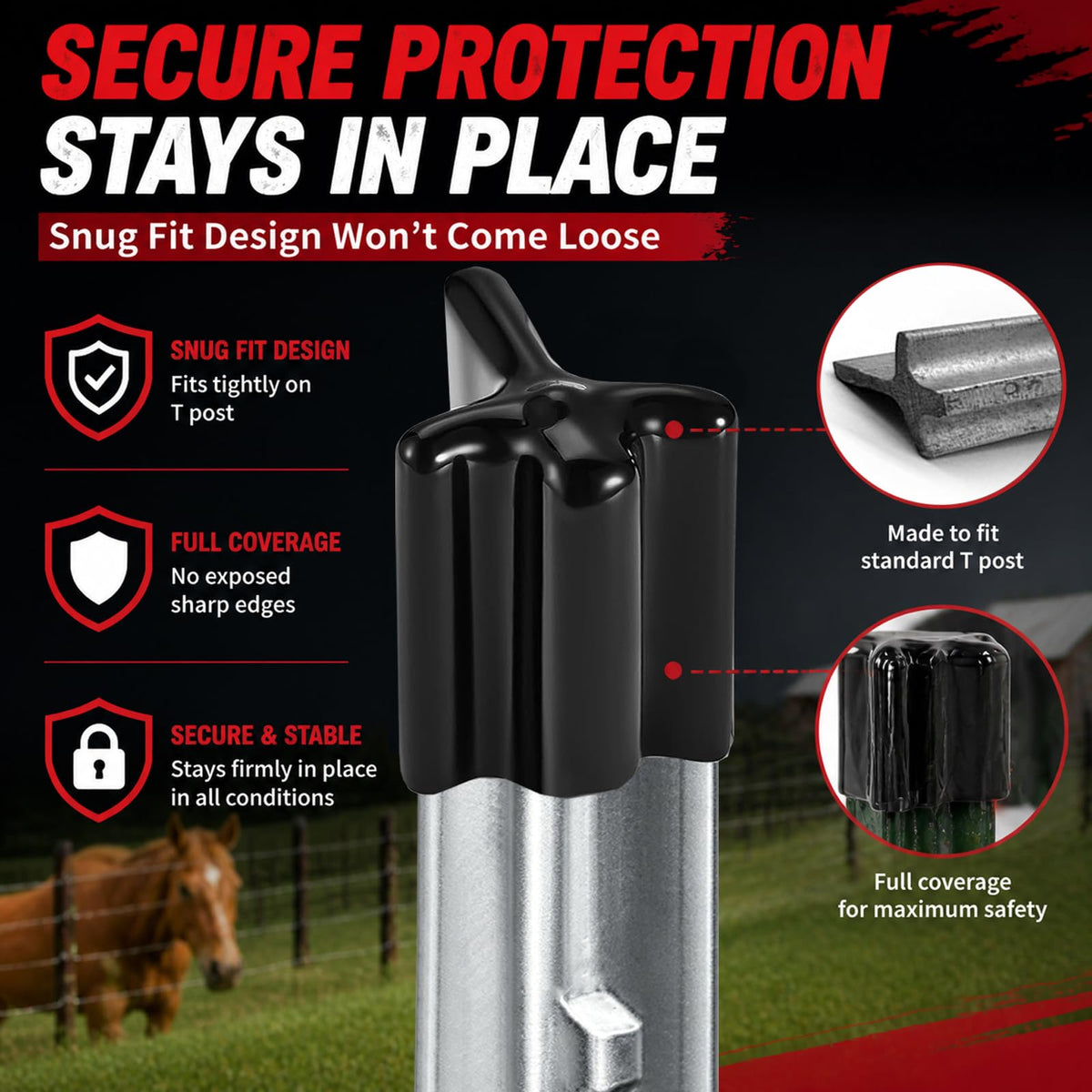 YUEARN perimeter fence with T-post caps for safer property boundaries