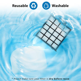 YUEFENG packaging contents display shows 2 HEPA, 4 foam, 4 felt filters