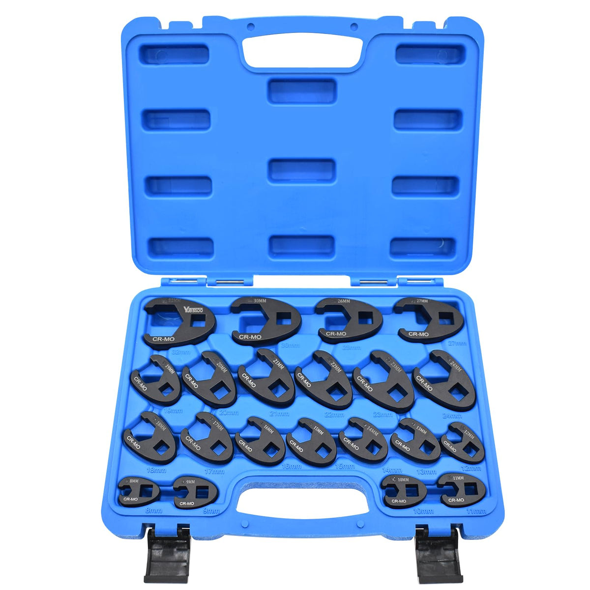 Yuesstloo 21pc crowfoot wrench set in 3/8 drive, compact for tight spaces