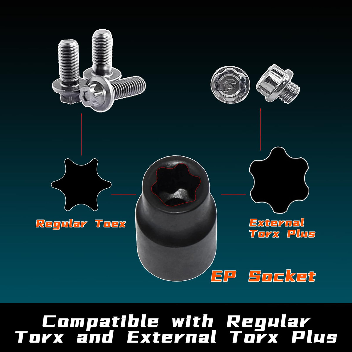 Yuesstloo Torx Plus 3/8-inch drive set detail for mid-size fasteners.