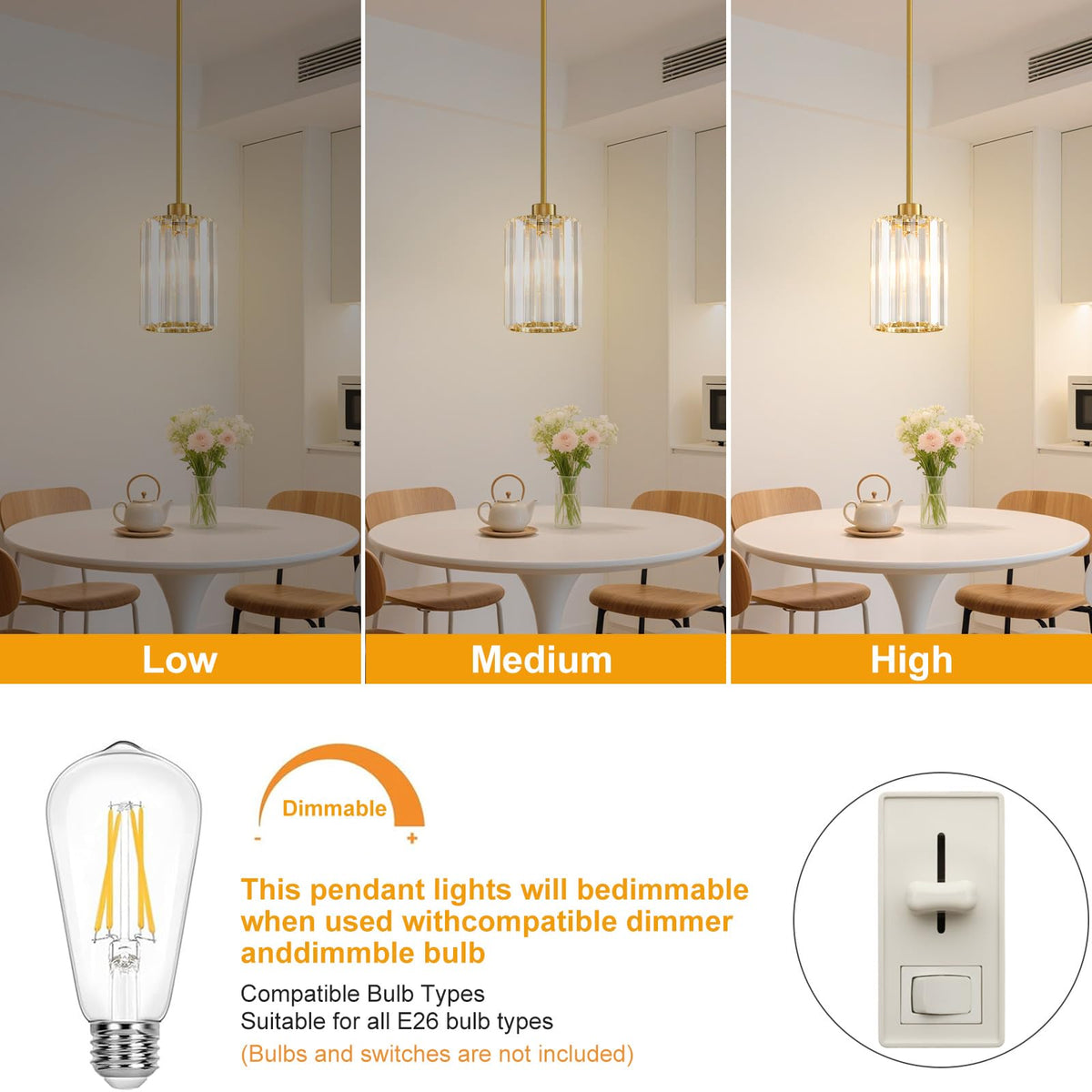 YUEXCDShome dimmable-capable pendant for customizable ambiance.