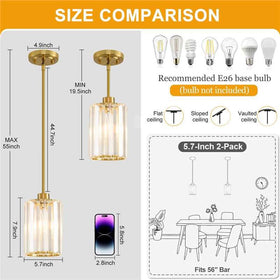 YUEXCDShome E26-compatible pendant light suitable for LED or filament bulbs.