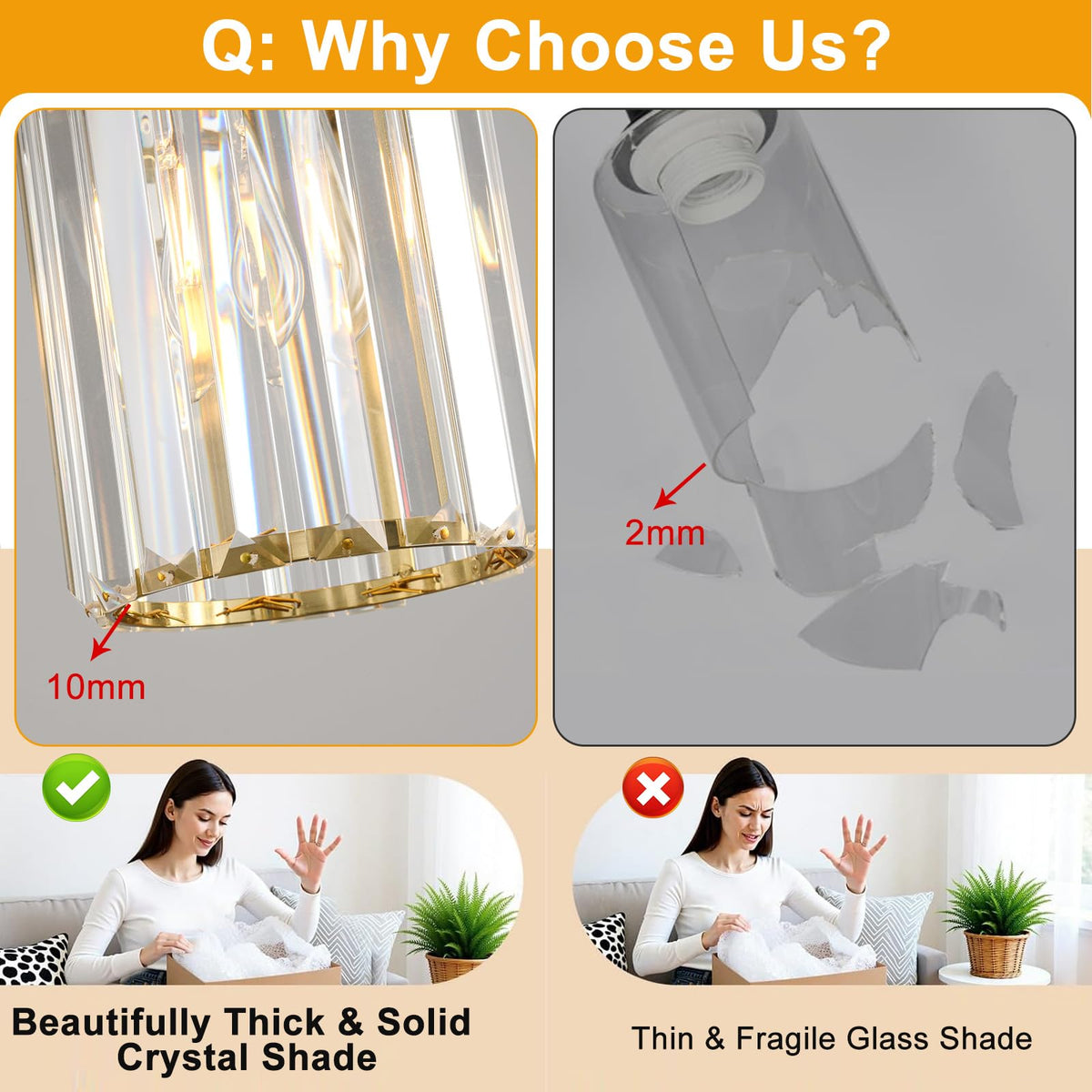 YUEXCDShome ETL-certified pendant light ensures product quality.