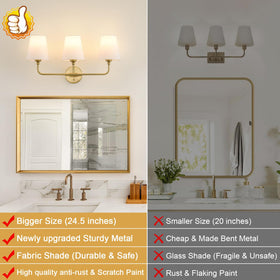 YUEXCDShome vanity light with white fabric shade for softer glow