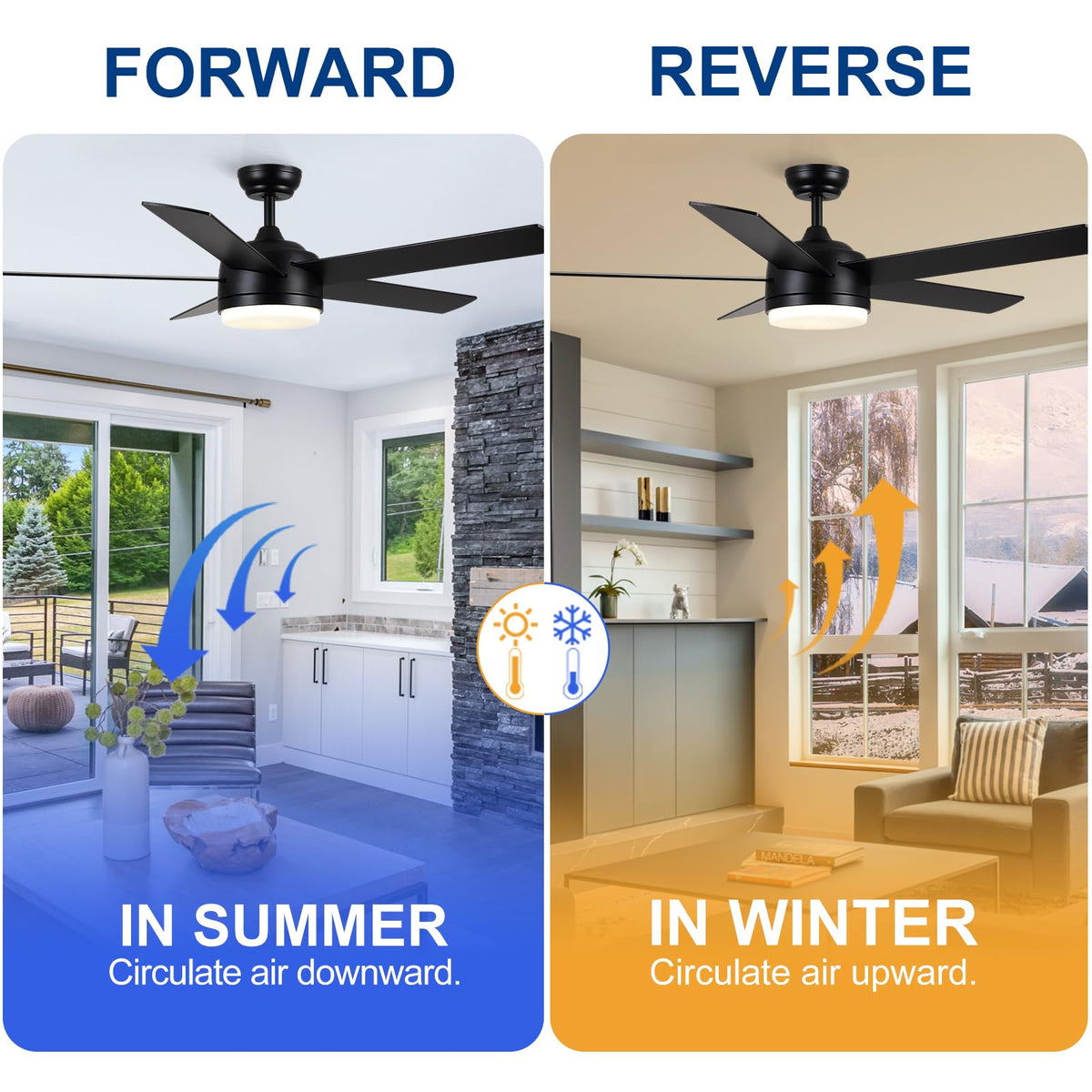YUHAO six-speed reversible ceiling fan for customizable comfort year-round