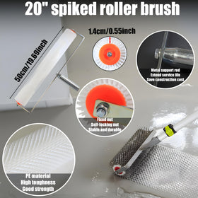 YUHSYWL spiked roller 20-inch demonstrates air-bubble reduction for smoother epoxy floors