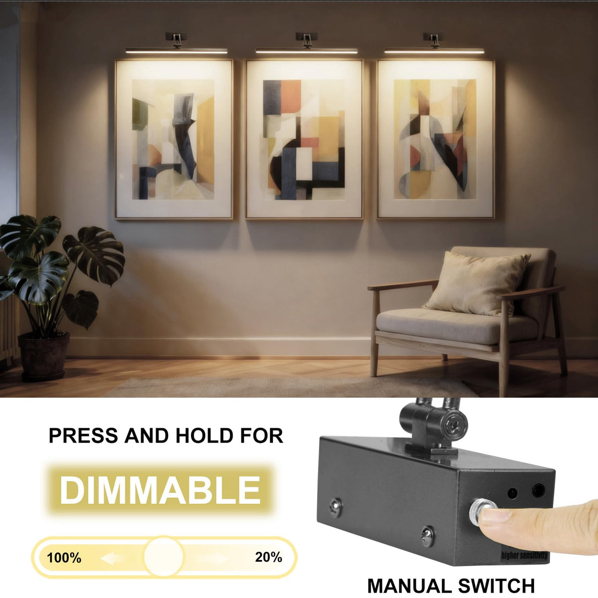 Yuichoy 16-inch light fits frames from 16 to 32 inches wide
