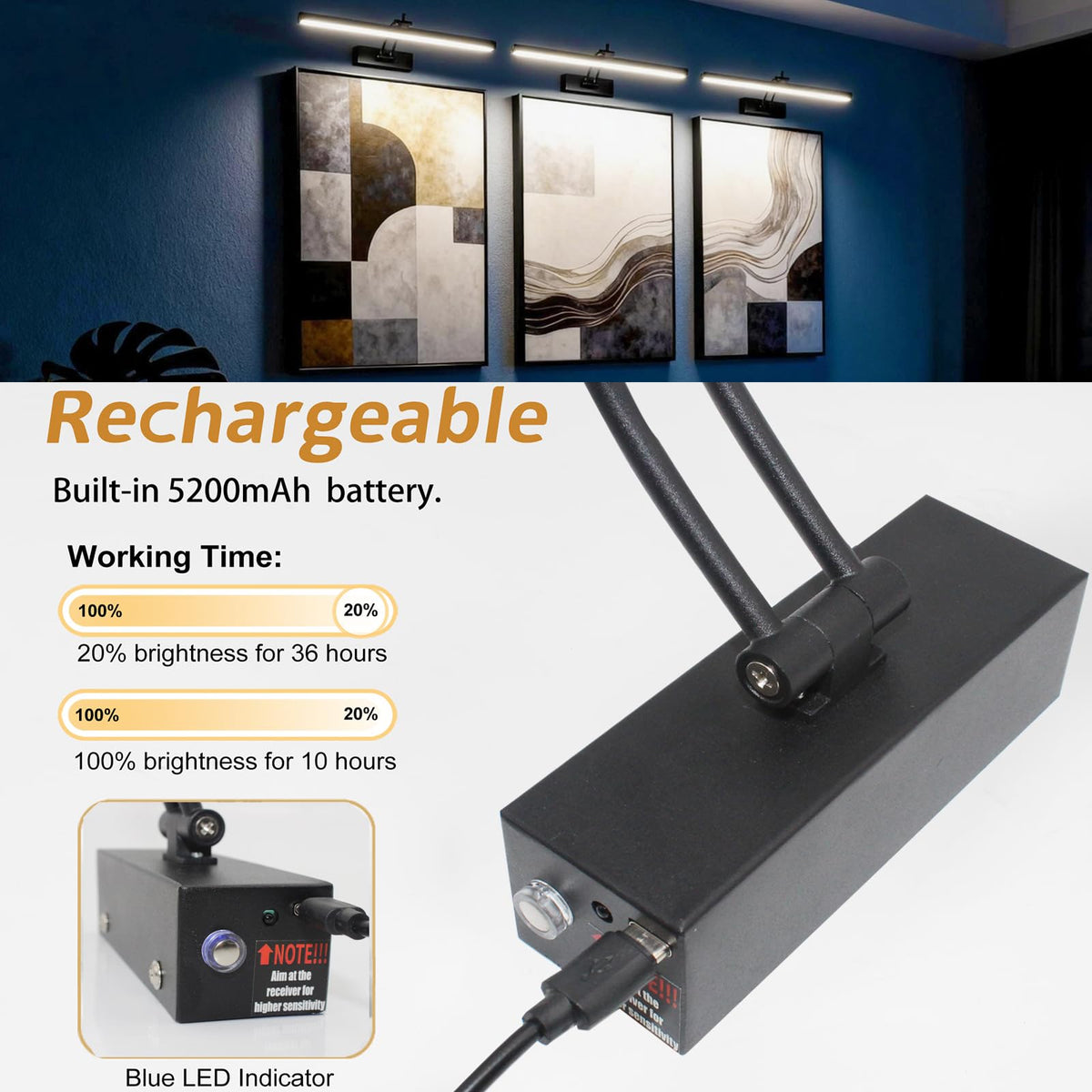 Yuichoy 5200mAh battery-pack powering a long-lasting art light