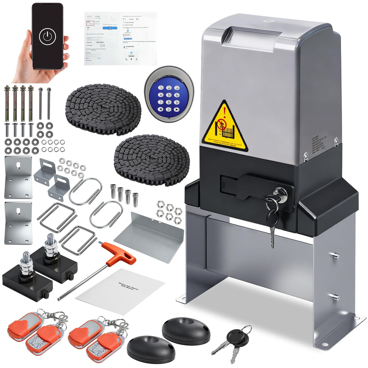 YUKGAMS 4400lbs gate opener kit with robust build for heavy gates