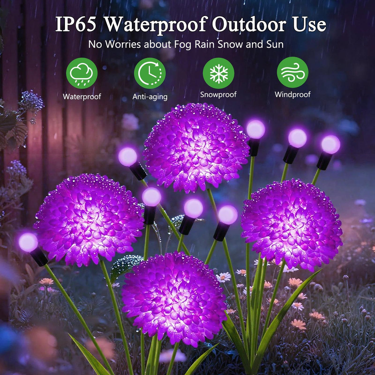 Yulloyello 24‑LED lights brighten outdoor decor during evenings.