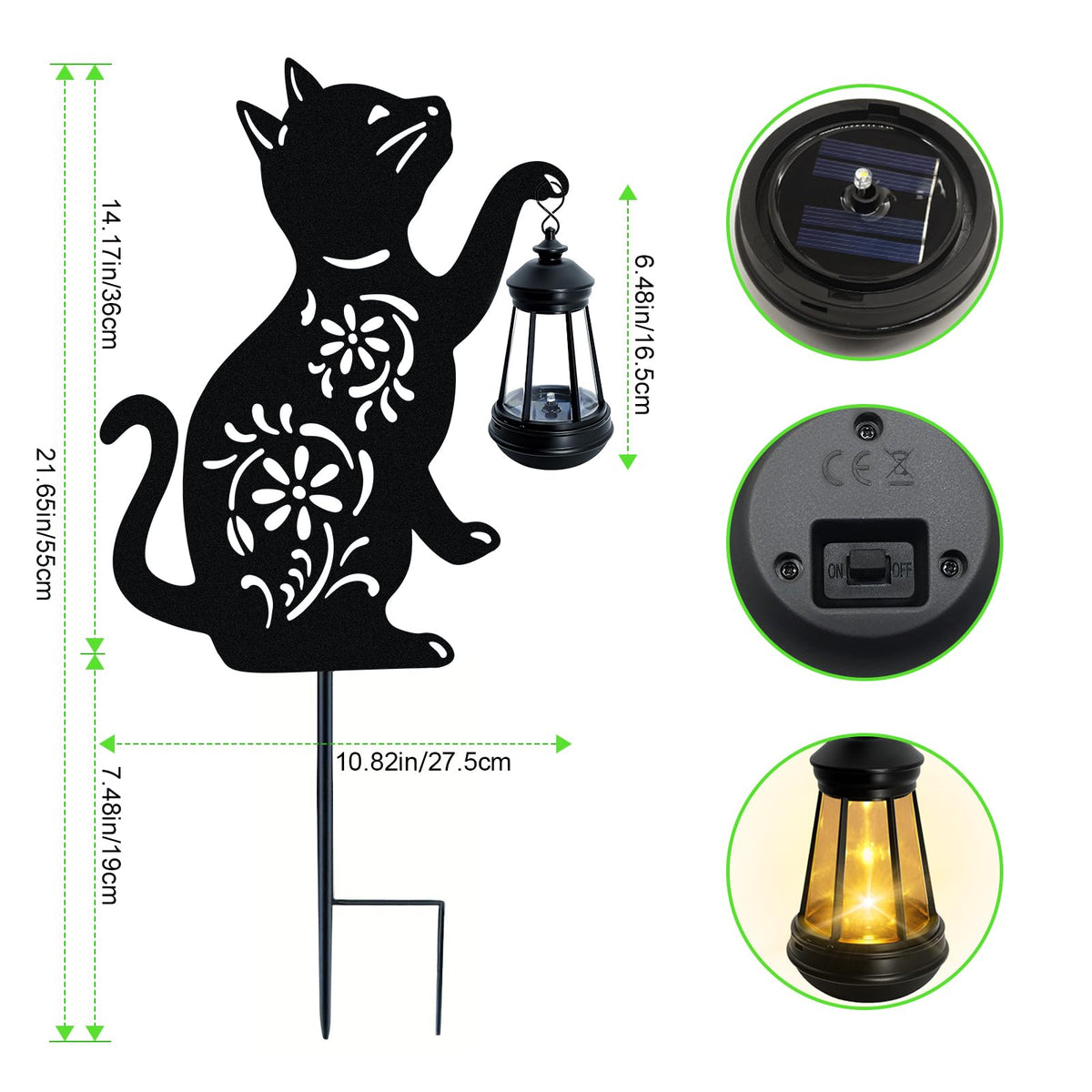 Yulloyello two-pack solar cat lights illuminate gardens automatically.