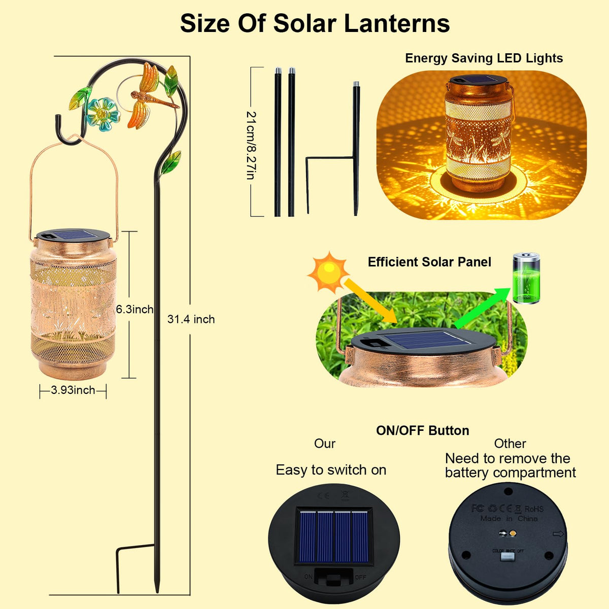 Yulloyello brass dragonfly lantern openwork design casts warm patterns