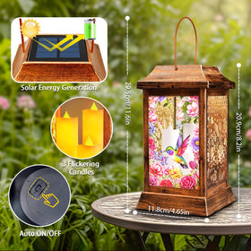 Yulloyello hummingbird solar lantern closeup candle detail evokes real flame glow.