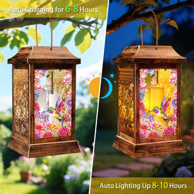 Yulloyello hummingbird solar lantern dusk ambience enhances outdoor evenings.