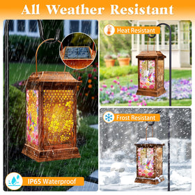 Yulloyello hummingbird solar lantern garden-path setup brightens walkways and borders.