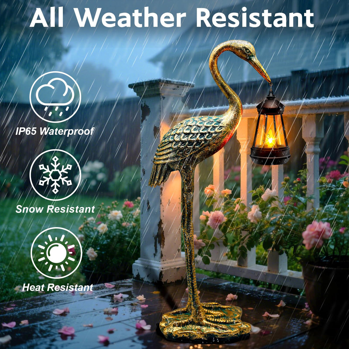 yulloyello garden statue withstands rain and sun for long-lasting outdoor display.