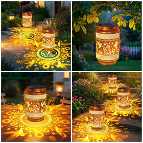 Yulloyello lantern on table setting enhances outdoor dining mood.
