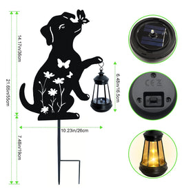 Yulloyello metal dog solar light features durable metal construction for yard decor.
