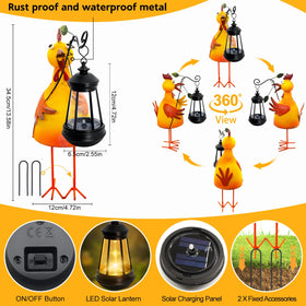 Yulloyello metal garden chicken decor is weatherproof for year-round outdoor use.