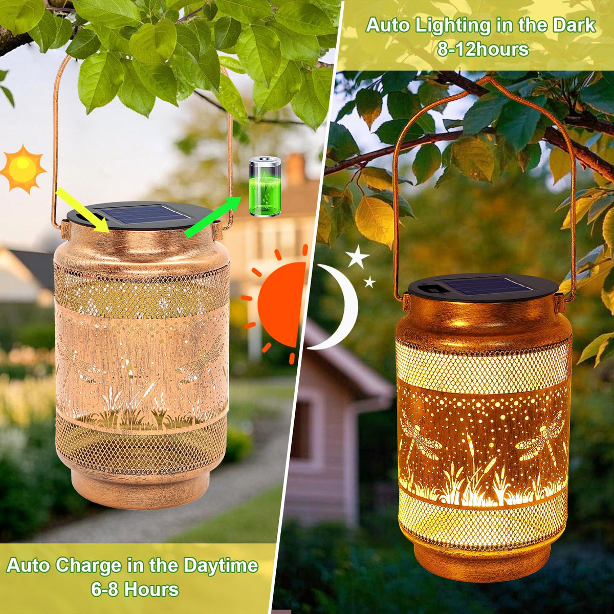 Yulloyello dragonfly lantern creates warm night ambiance