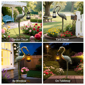 yulloyello crane decor enhances yard, porch, or balcony with subtle glow.