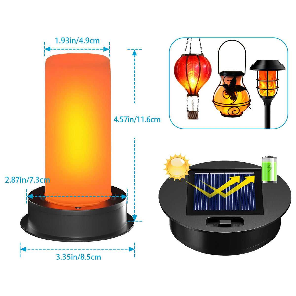 Yulloyello replacement top fits lanterns with 2.87–3.35 inch openings for easy outdoor update.