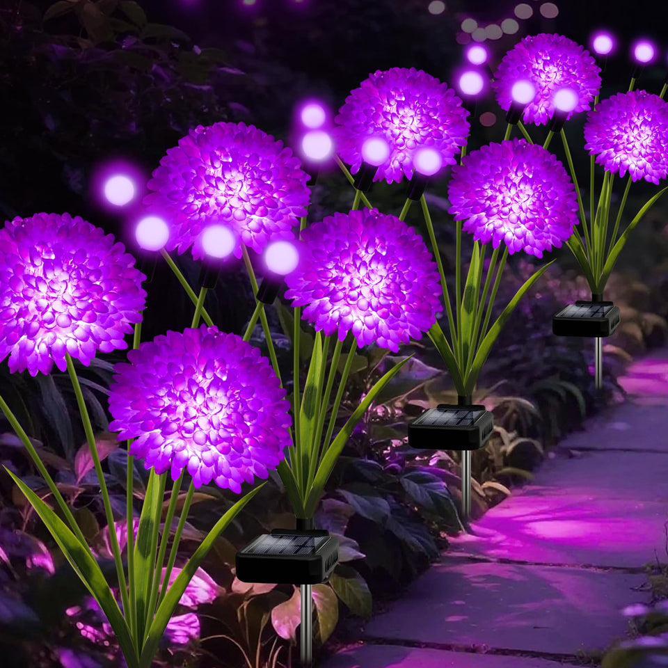 Yulloyello solar flowers glow softly in the garden.