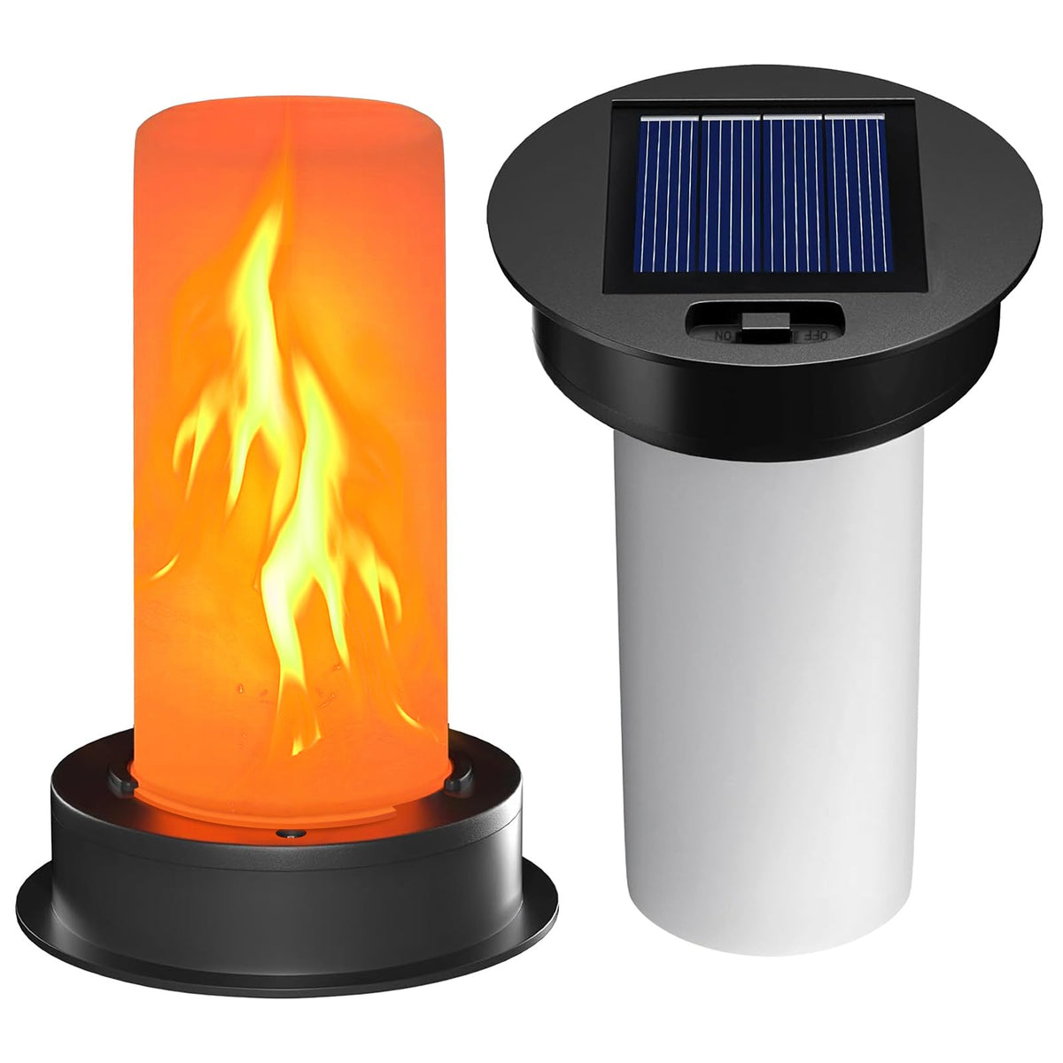Yulloyello flickering flame solar light top for cozy patio lantern ambience.