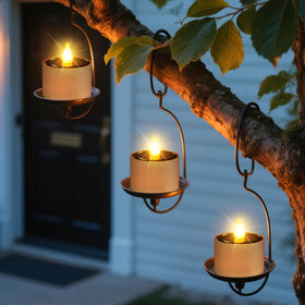 Yulloyello solar tea lights charging in sun for sustainable night use