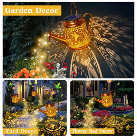 Yulloyello solar watering can lights are IP65 waterproof for all-weather outdoor use.