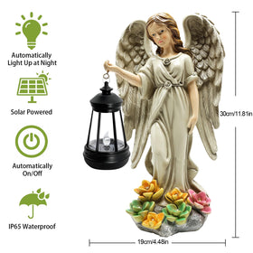 Angel statue featuring a tiny succulent accent for garden texture