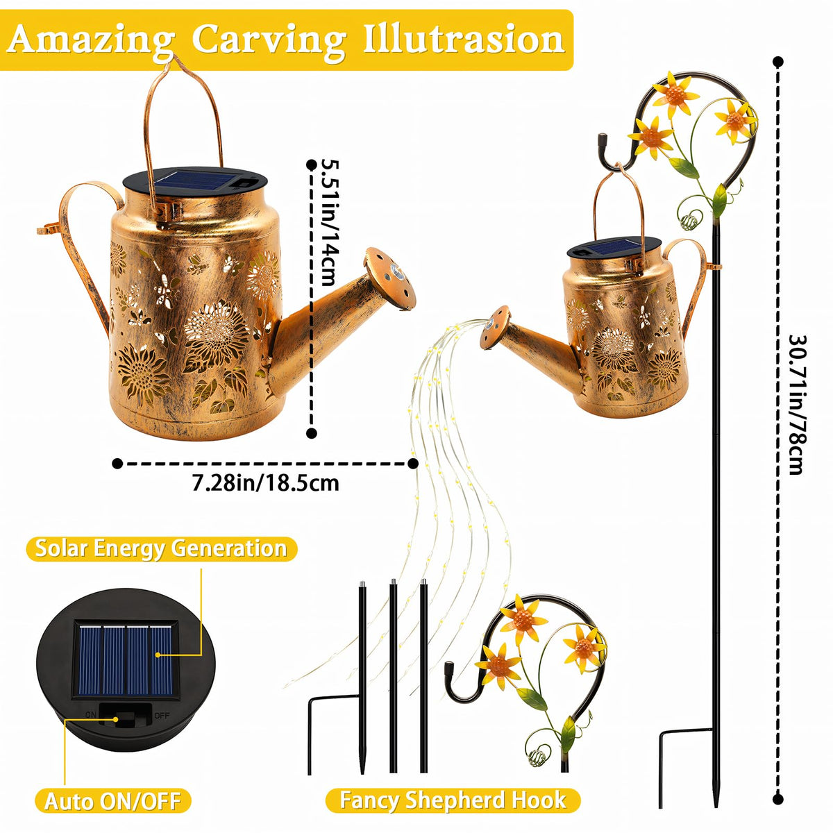 Yulloyello sunflower solar garden light adds warm glow to outdoor decor.
