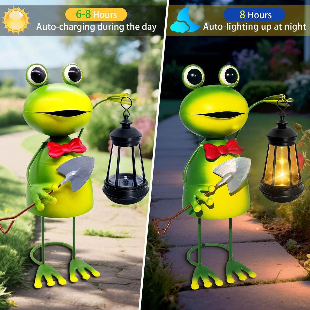 yulloyello tall frog decor 13.78in standing as yard focal point