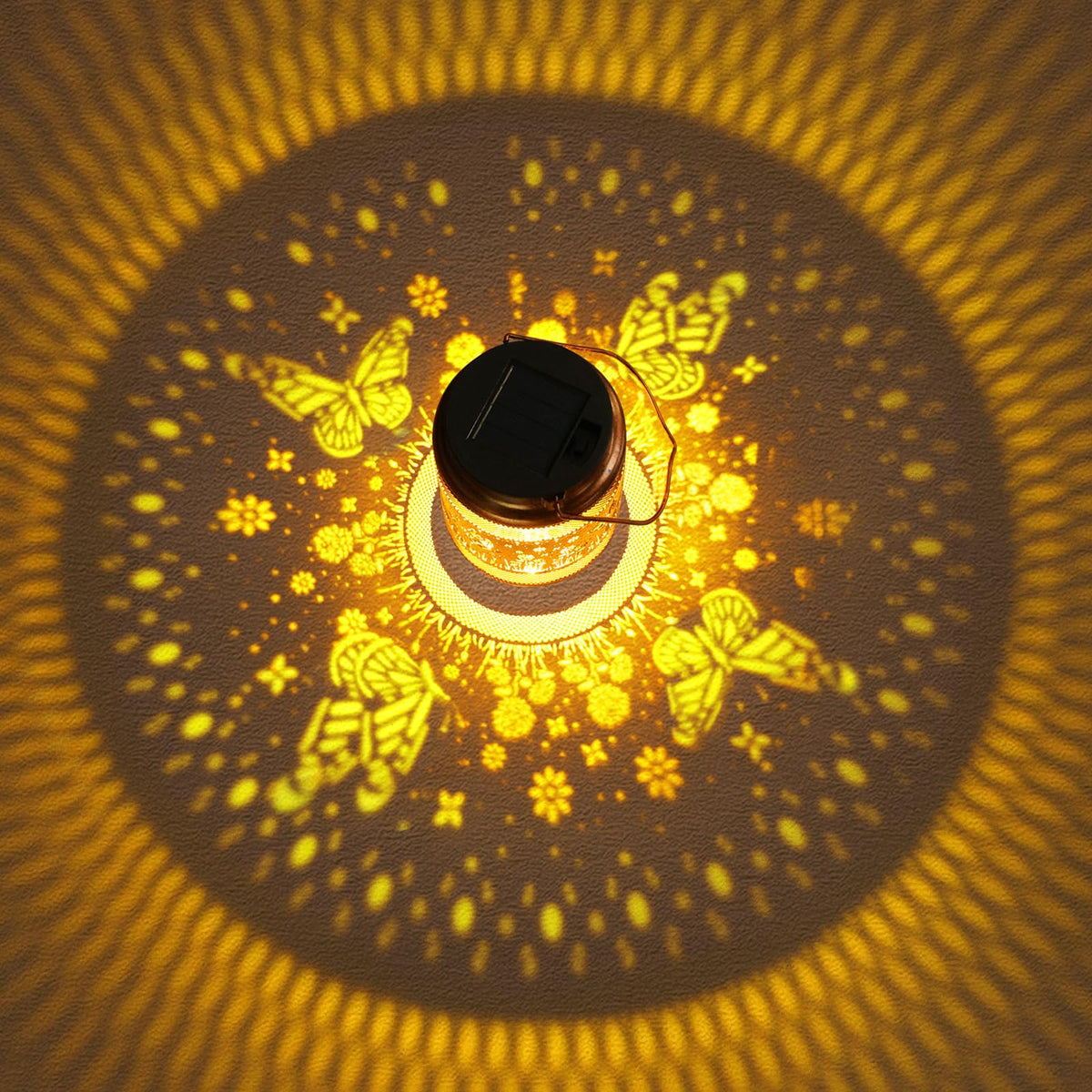 Yulloyello butterfly lantern adds ambiance to yard, porch, or deck.