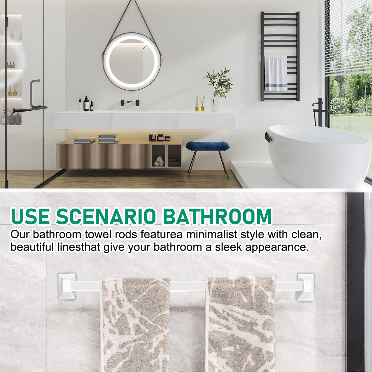 YullSorom polished white finish close-up highlights smooth surface and snag-free use.