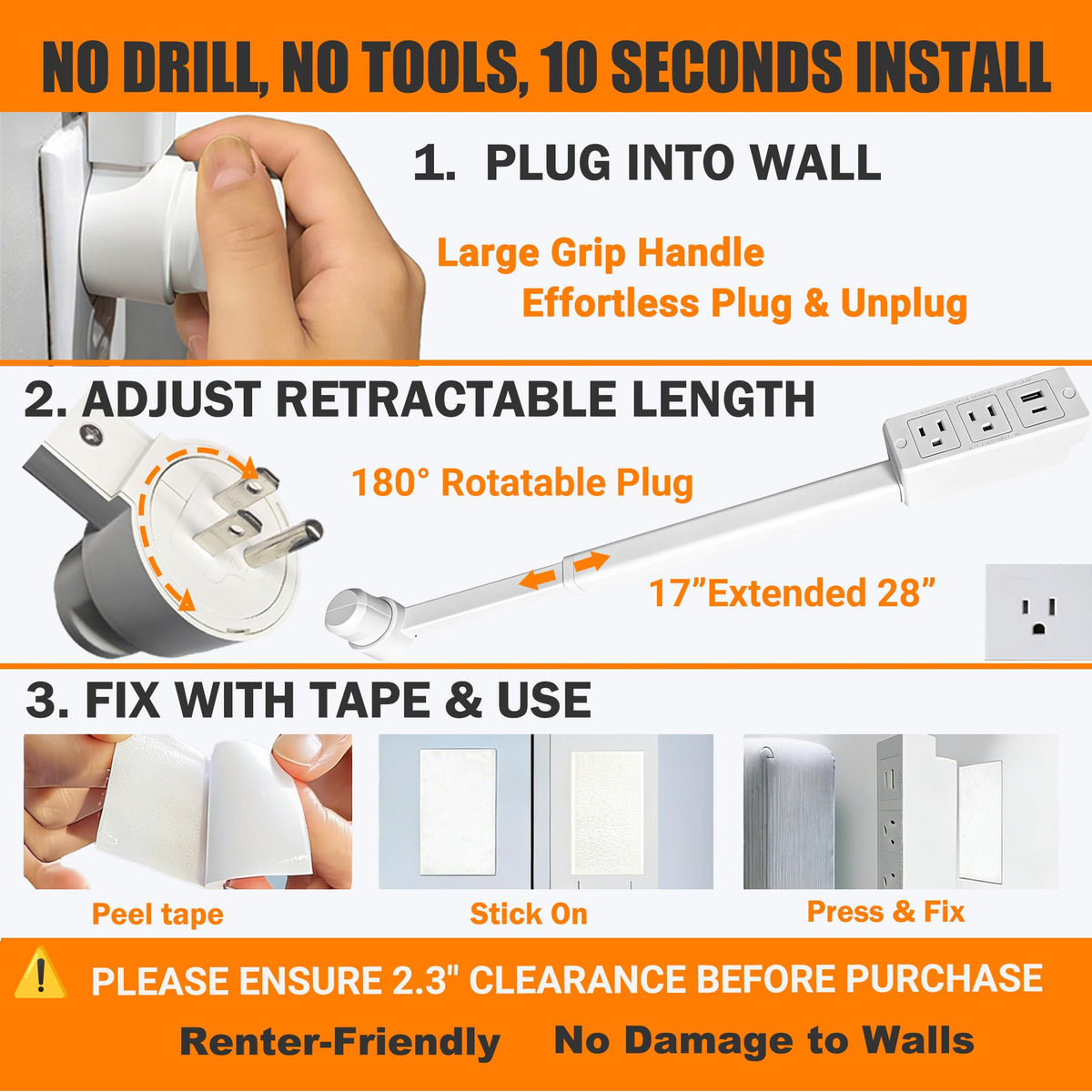 YULUDZSW easy-install design shows tool-free mounting without wall damage