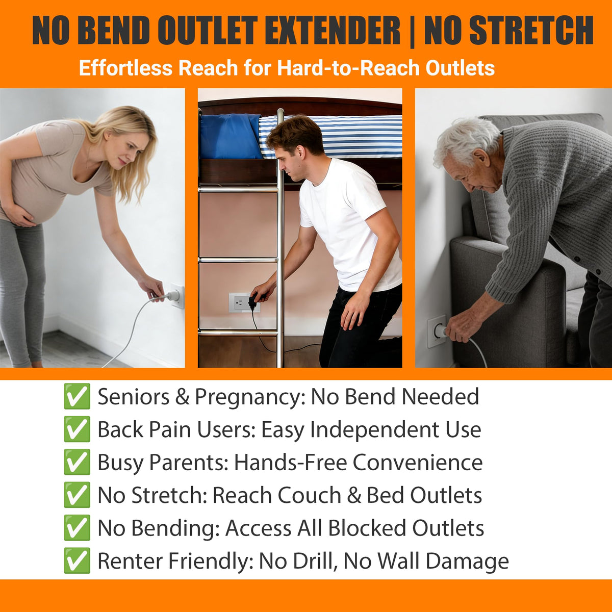 YULUDZSW extendable arm reaches distant outlets ideal for hard-to-reach spots