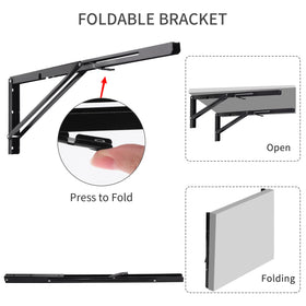 YUMORE folding shelf bracket with hardware pack ready for mounting.