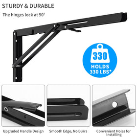 YUMORE folding shelf bracket mounted on wall for sturdy DIY setup.