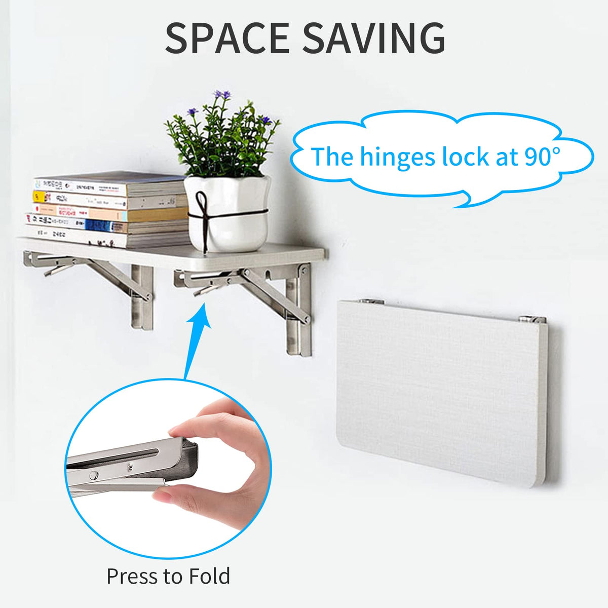 YUMORE folding shelf brackets with adjustable holes enabling precise mounting