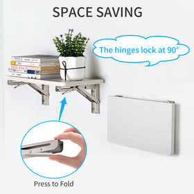 YUMORE folding shelf brackets with adjustable holes enabling precise mounting
